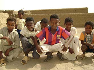 Group of six Sudanese boys.